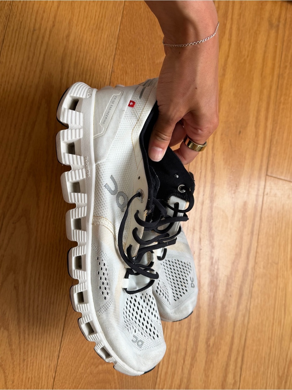 On Cloud X Running White and Black Athletic Running Shoes